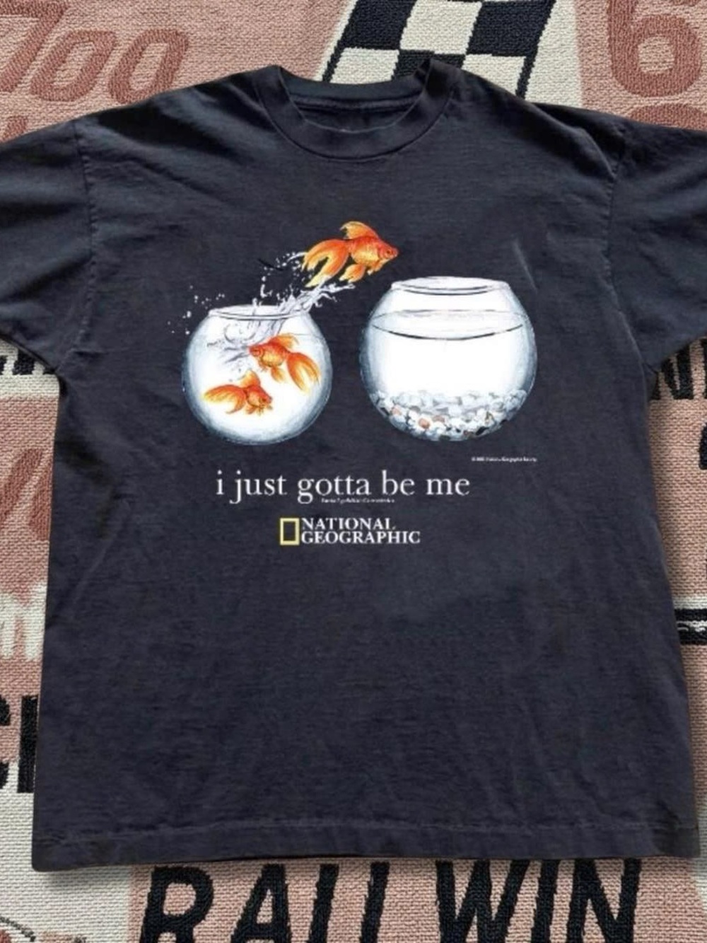 Gildan Black Tee with Orange Goldfish Graphic